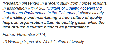10 Warning Sign of a weak quality culture