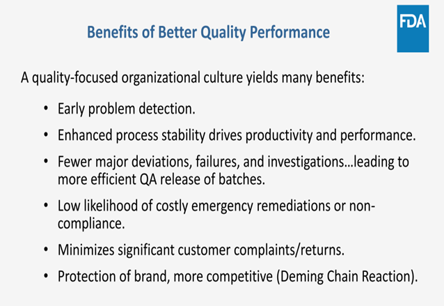 benefits of better quality performance. robust quality culture